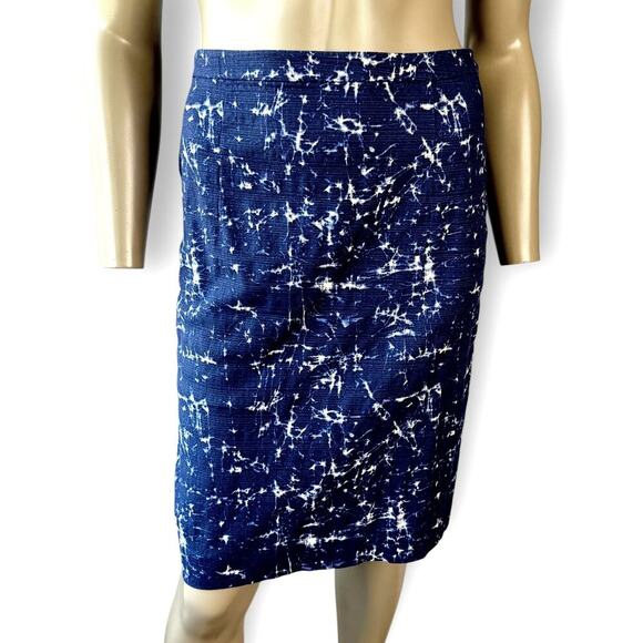 Michael Kors Casual Pencil Skirt Stretch Size 8 Textured Abstract Splatter Navy - Picture 1 of 10